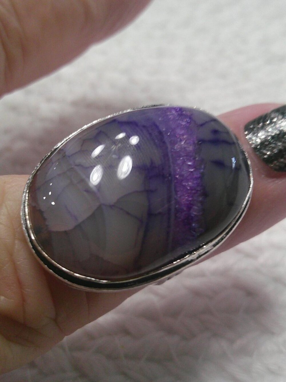 Gorgeous PURPLE BOTSWANA AGATE DRUZY Handmade Sterling 925 Ring SIze 7.25 #467F